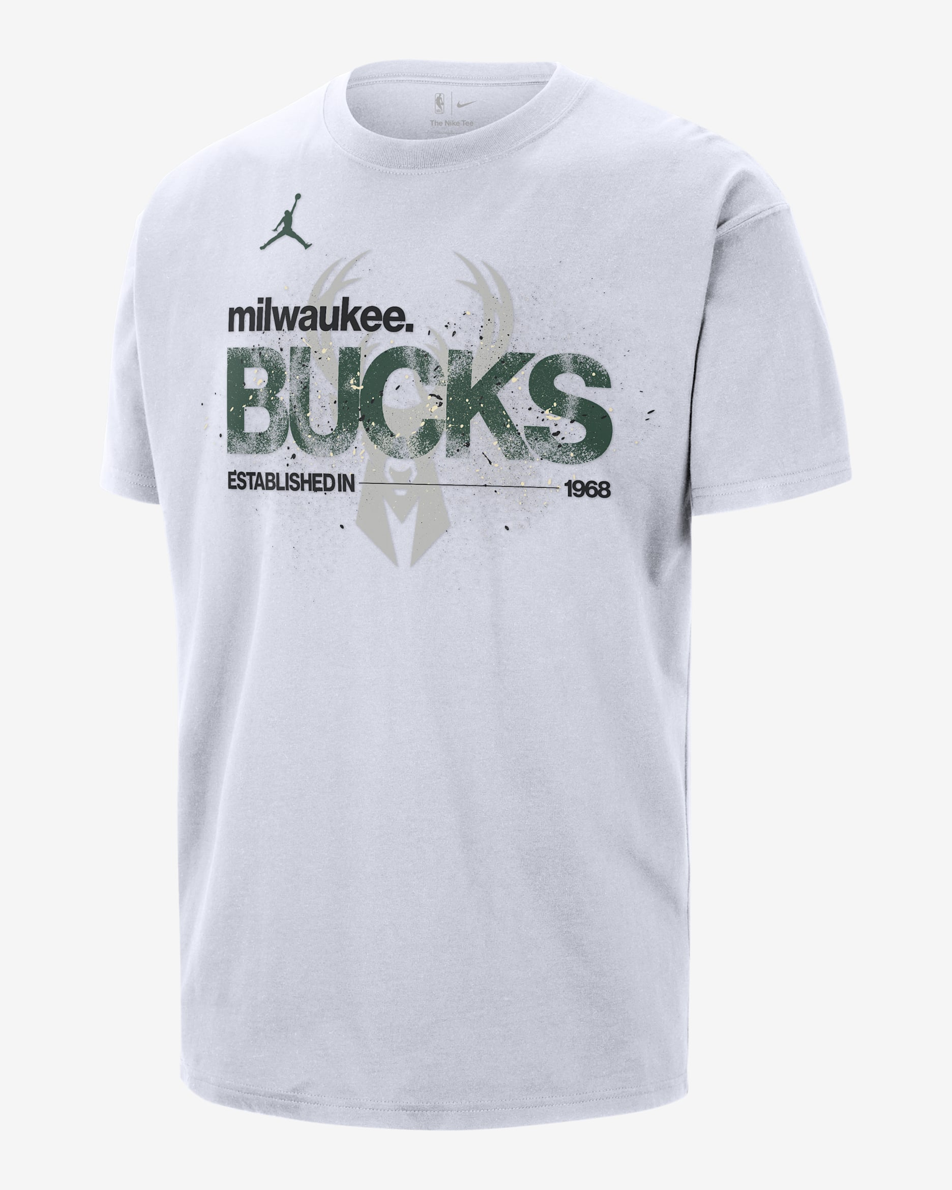 ナイキ メンズ Tシャツ バックス Milwaukee Bucks Nike Courtside Splatter T-Shirt - Hunter Green Milwaukee Bucks Courtside Men's Jordan '85 NBA Statement T-Shirt